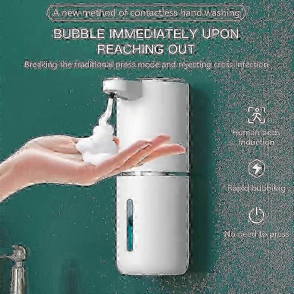 USB Genopladelig Elektrisk Skumsæbedispenser med 380 ml Kapacitet White Black