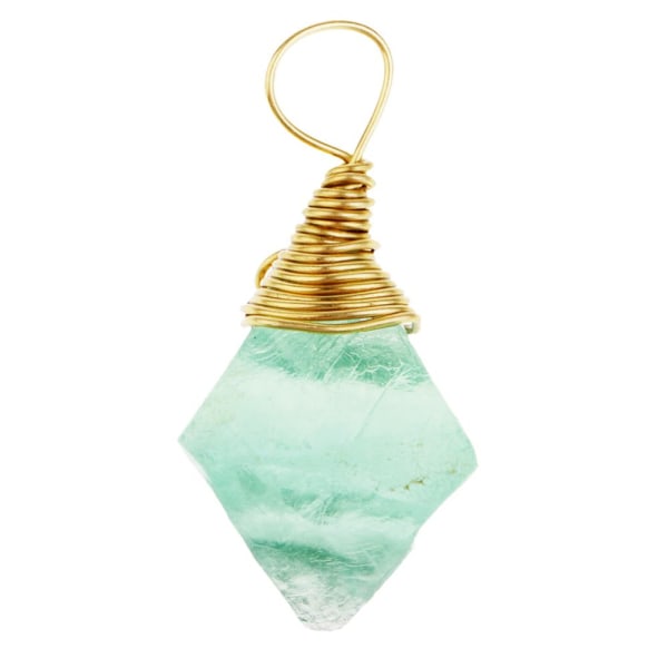 Naturlig Grön Fluorit Hängsmycke Halsband Sten Smycken Halsband Gåva #1