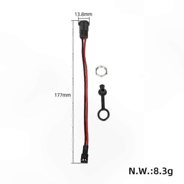 50V DC Panelmonteret Fatning med 5.5x2.1mm Stik, Metalmøtrik og Spændeforbindelse