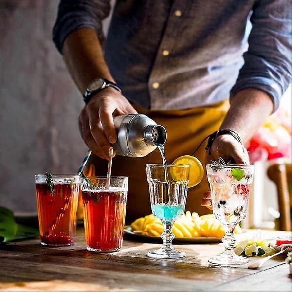 Cocktailset, Cocktailshaker-set i rostfritt stål, bartillbehör, bartender-kit, sil