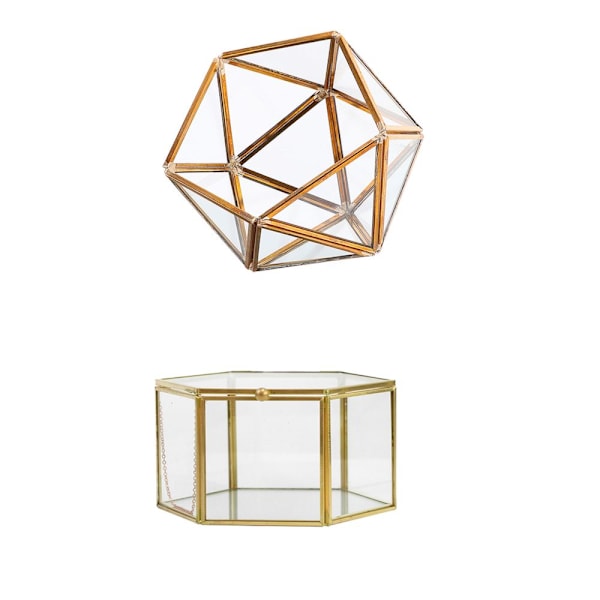 2 st Geometriskt Terrarium i Glas Suckulent Planteringskärl Blomvas Behållare Kann