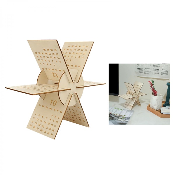 Geometrisk bordskalender Gör-det-själv-kit Hemkontorsprydnad Rustik Khaki 1