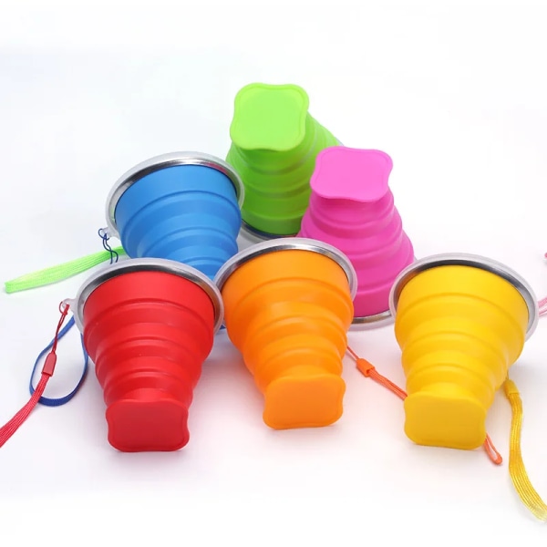 Vikbara Muggar BPA-FRI Vattenmugg Rese Silikon Infällbar Bärbar Utomhus Kaffe Handmugg yellow 200ml
