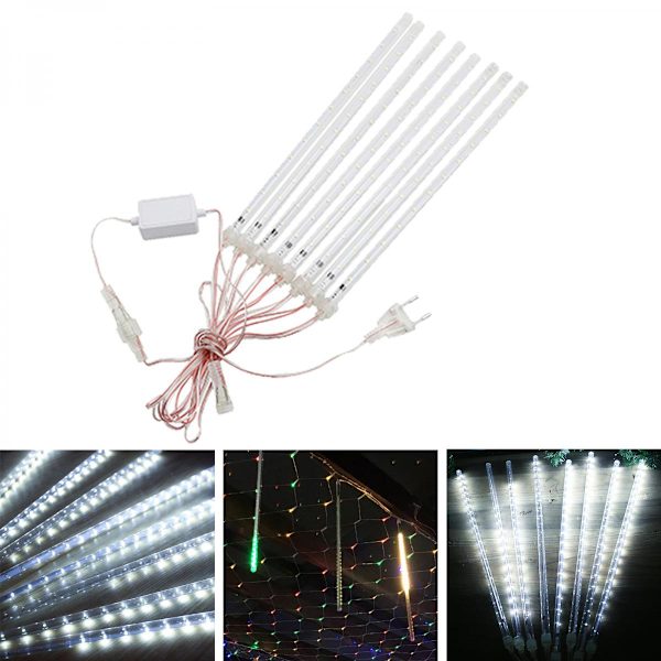 LED Meteorregn Ljusslinga Fallande Regn Istapp Party Träd Dekor Kall Vit