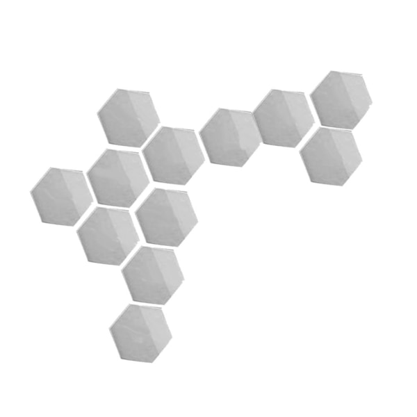 12st Hexagon 3D Wall Stickers Spegel Sticker Konstdekoration Silver