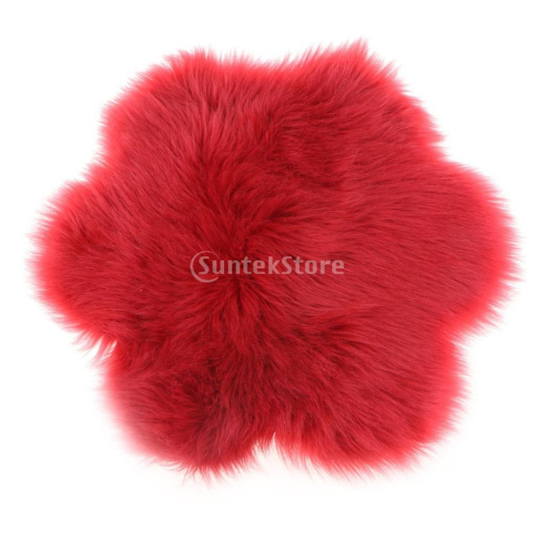Mjuk fluffig fårskinnsimitation Fuskpäls Matta Områdesmattor Blomma 60cm Vinröd