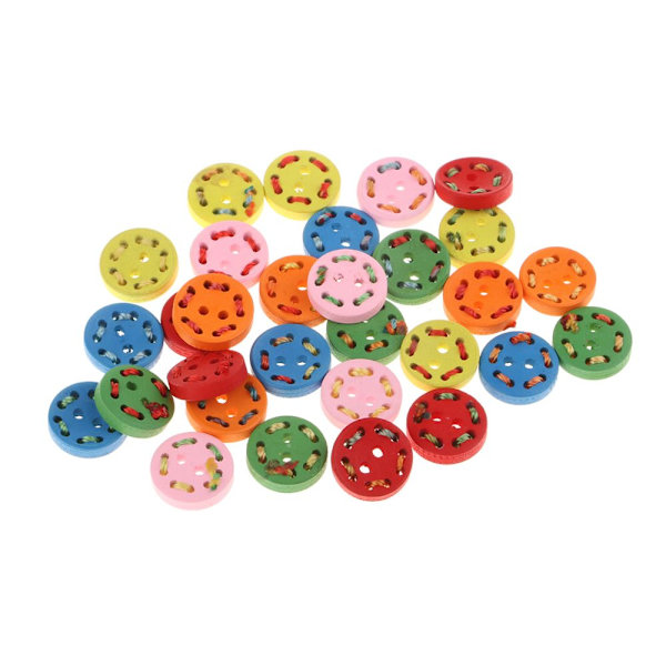 30 st Träknappar Dekor Kedjor för Sömnad Hantverk Scrapbooking 15mm Rund