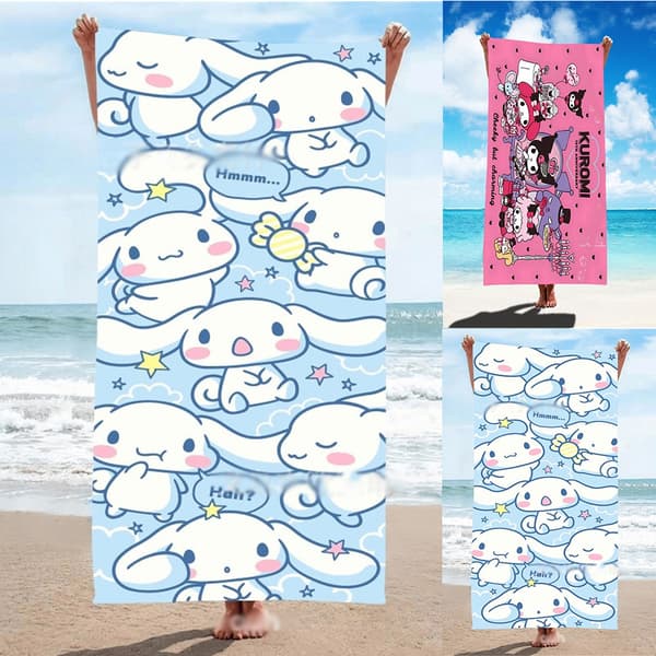 Kuromi Cinnamoroll Stor Mikrofiber Strandhåndklæde Let Hurtigtørrende Badehåndklæde A A 75*150CM