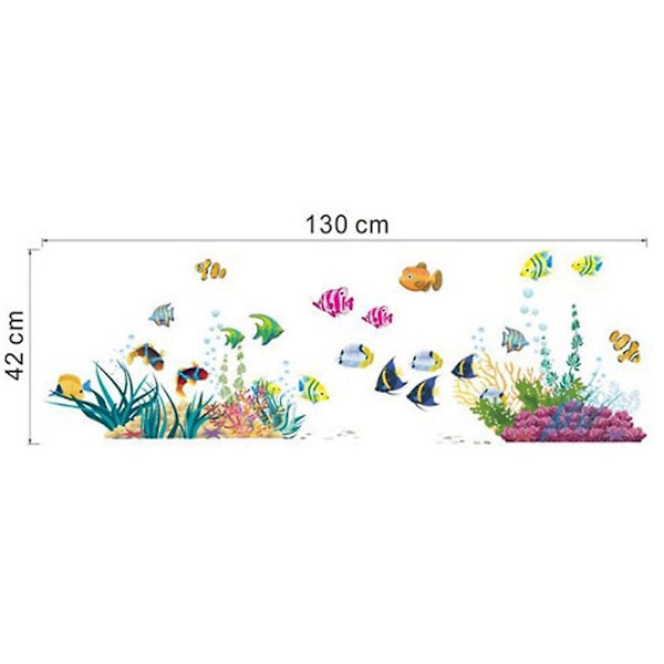 Väggdekor Färgglada I Muraler: 130x42 Cm I Väggtatuering Badrum Kakeldekor Fisk Korall Hav Sjö I Väggdekoration För Barnrum Ba