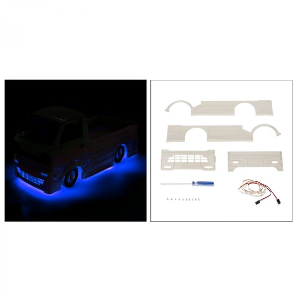 RC-bil Kaross Omslutande För WPL D12 4WD Simulerings RC Driftbil Delar Med Blått Ljus