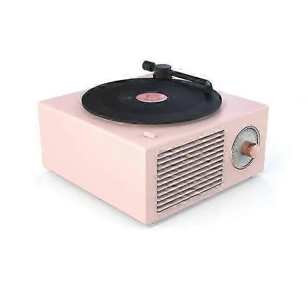 Vinyylilevysoitin Bluetoothilla ja sisäänrakennetuilla kaiuttimilla, langaton ääni nopeasti pink