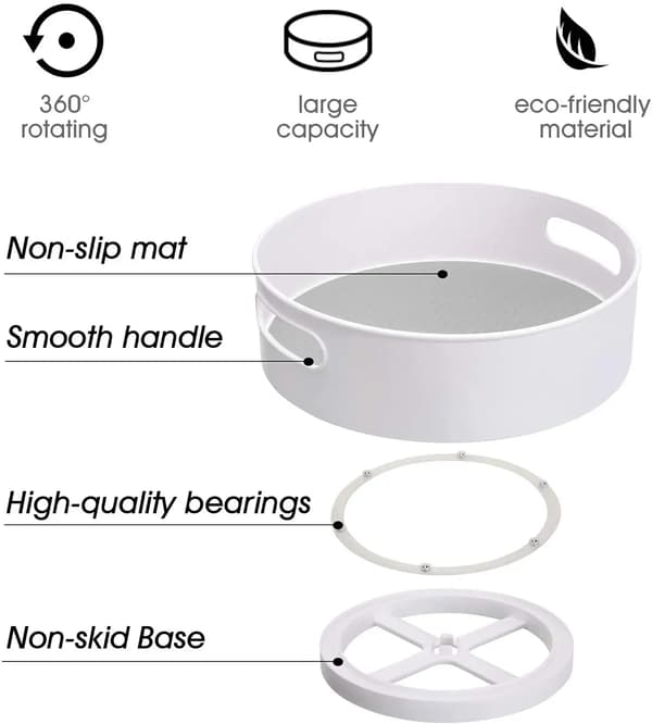 Lazy Swivel-oppbevaringsbeholder i plast - sklisikker 9\" & 12\" grå grey small