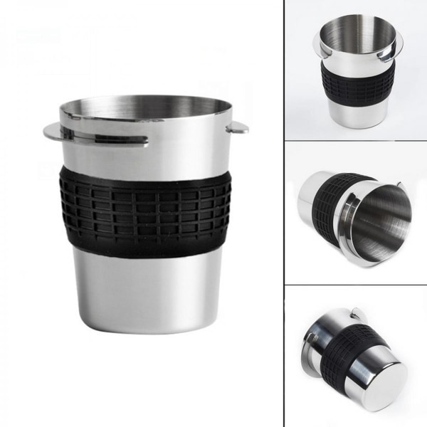 58mm rostfritt stål kaffedoseringskopp pulverdispenser för espressomaskin Silver