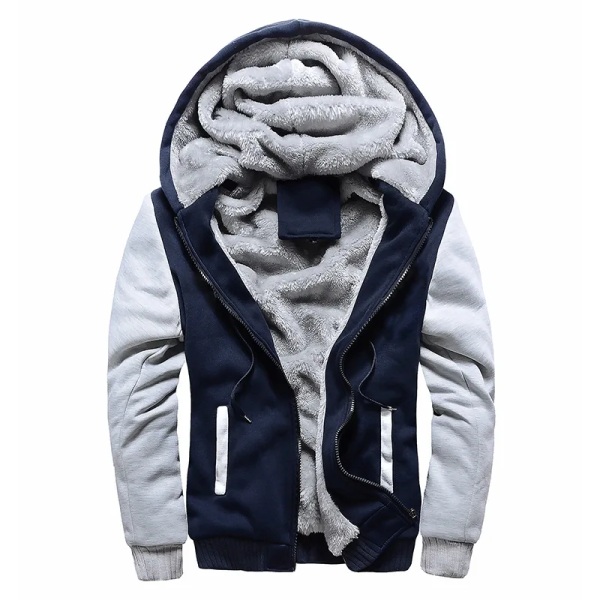 Herrjacka Kamouflage Tjock Vinterjacka för Män Fleece Långärmad Kappa Man Casual Huvtröjor Streetwear Herrrockar Blue Grey XL