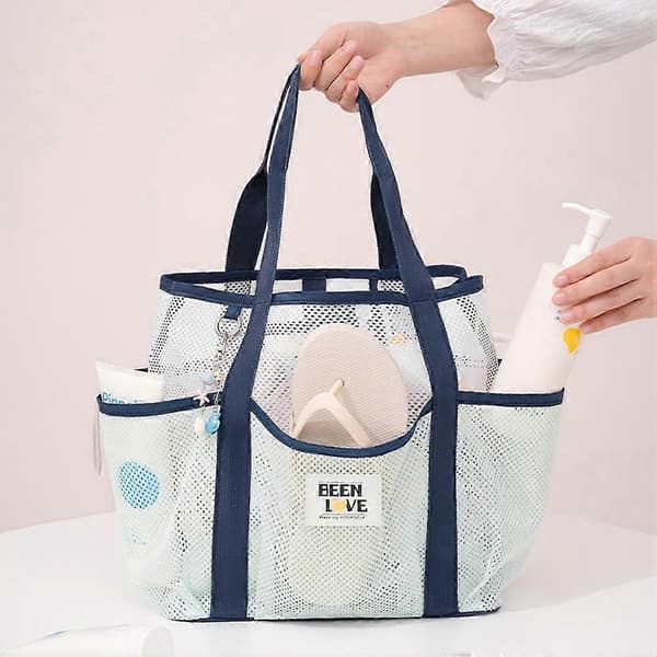 Ekstra store strandtasker, net-strandtasker rejsetaske med flere lommer, rejsetaske med stor kapacitet Light Purple