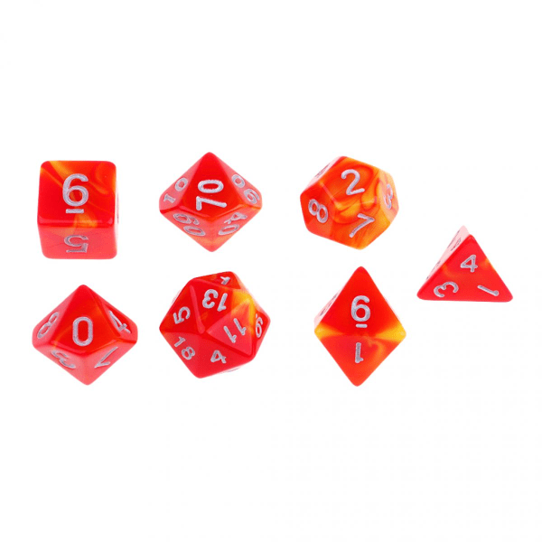 Set med 7 polyedriska tärningar för dungeons and dragons. bordsspel rpg mtg d