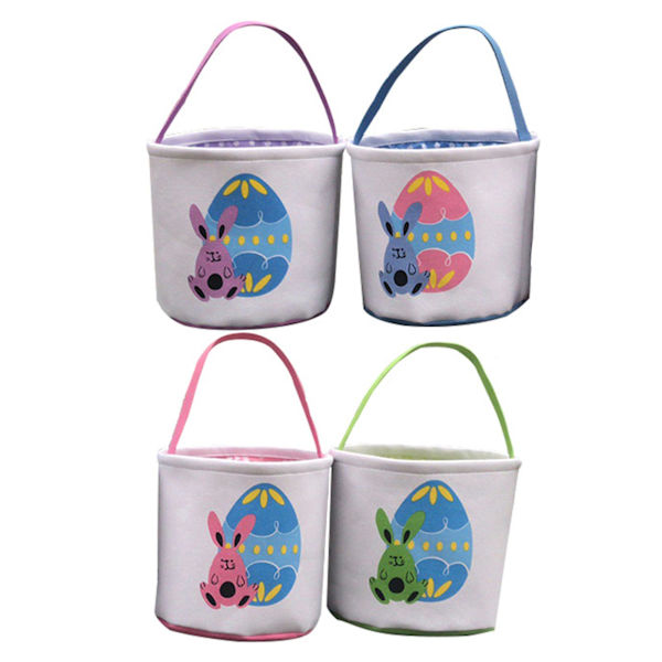 Kanintryck Påskägg Presentförvaringskorg Canvas Tote Handväska Hinkväska Pink