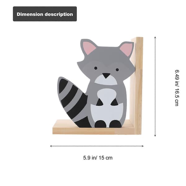 [RM][RM]Wooden Bookends, Creative Raccoon Shape Bookends 1 Pair