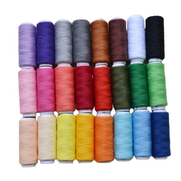 24 färgspolar av sytråd 200 m polyester för handsömnad/ symaskin/ broderi/ quiltning