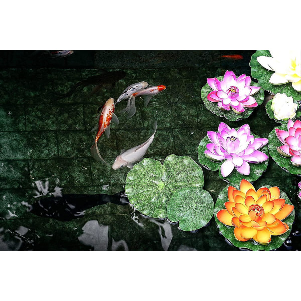 Paket med 9 konstgjorda flytande skumlotusblad | Näckrosvaddar prydnader, gröna | Perfekt för uteplats Koi Fiskdamm Pool Aquarium Hemträdgård Bröllop