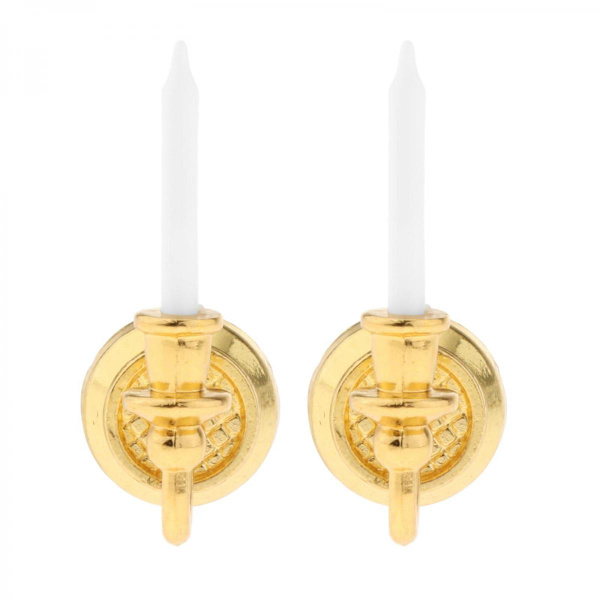 1:6 1/12 Mini Dockskåp Väggljusstake Scenmodell DIY Dekor Tillbehör Guld