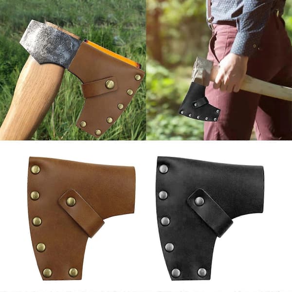 Leather Axe Sheath, Axe Head Cover, Durable Axe Head Protector for Lumberjack Camping Accessories Brown