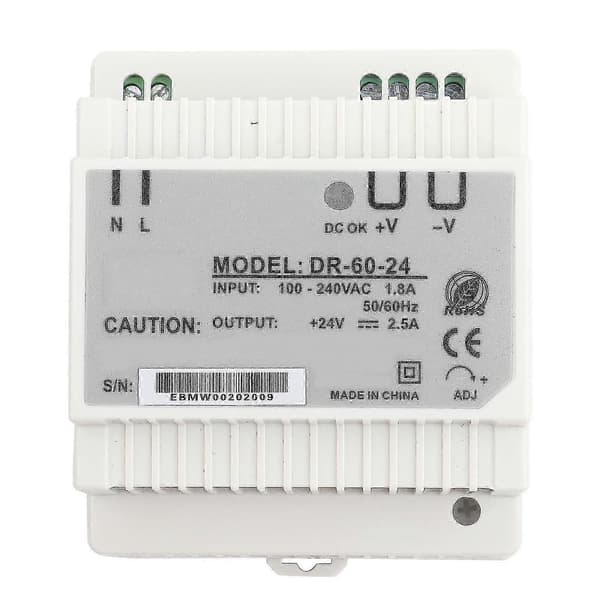 60W DR-60-24 24V Enkeltudgang AC/DC Din-skinne Strømforsyning