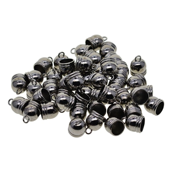 50 st 10 mm Klockformad Ändhylsa Mesh Kumihimo Snöre Tofs DIY Tillverkning Svart