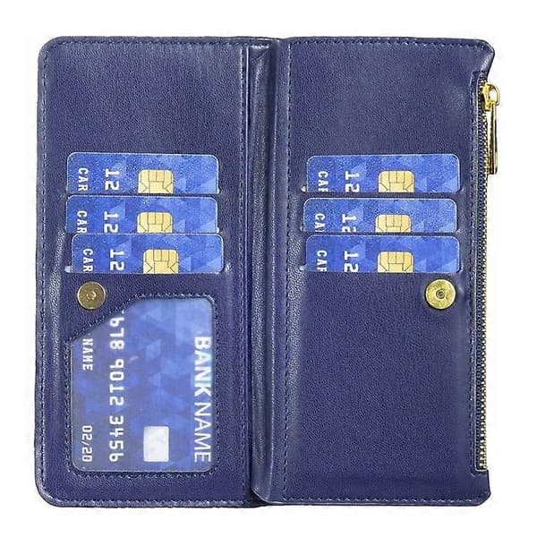Til Samsung Galaxy A41 Diamond Lattice Lynlås Pung Læder Flip Telefonetui Blue