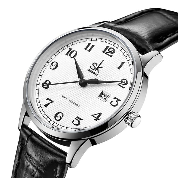 Dam Analog Quartz Klocka med Läderarmband för en Klassisk och Tidlös Klocka
