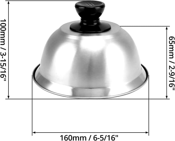 [RM]Pakke med 3 burgerlokk, smeltedome, rustfritt stål, 16 x 10 cm, til burger, biff