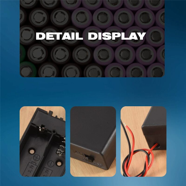 3.7V 2X 18650 On/Off Switch Battery Holder Junction Box Storage Box with Cable