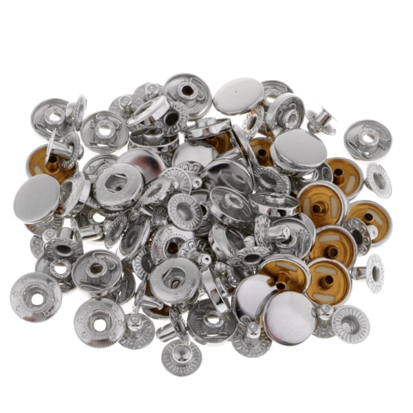 30 uppsättningar metallfästen nitar tryckknappar för lädervaror silver