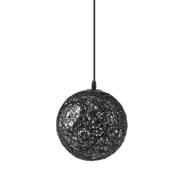 Rotting Wicker Ballong Globe Taklampa Pendellampa med Hål 20cm Svart