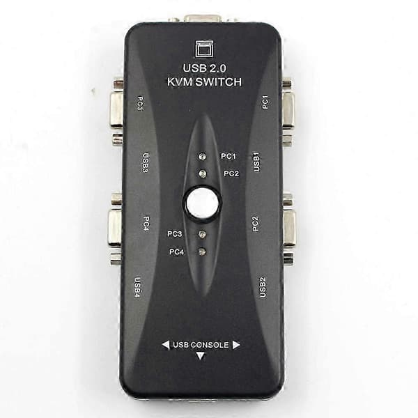 4-ports USB 2.0 KVM-switch til tastatur, skærm, VGA, SVGA, PC og bærbar computer Black