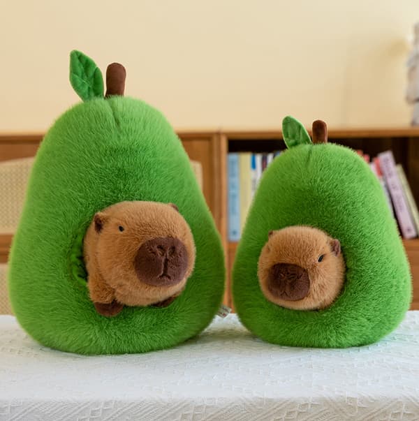 [RM]Capybara i avocado plys blød fluffy gemmested plys pude 46cm