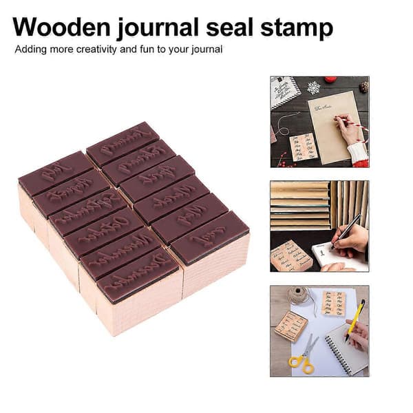 Stempel Sæt Kalender Stempel DIY Håndværk Træ Antikke Stempler Lysebrun 24 Stk i 2 Sæt Præcis Gravering Til Papirvarer