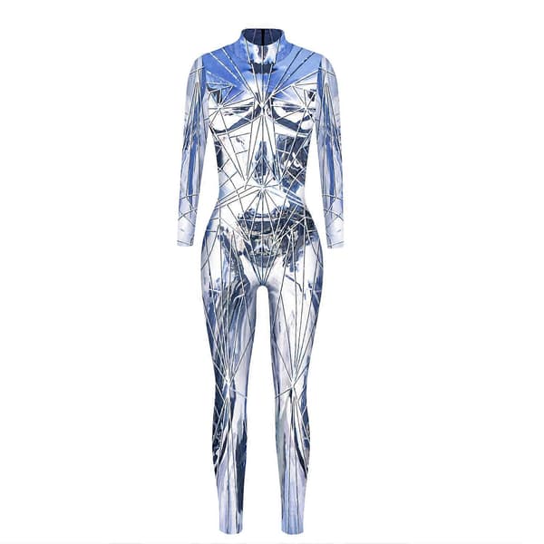Damoverall för Halloweenfest 3D Ormtryck Bodysuits Cosplay Tryckt Kostym Stretchig Skinny Catsuit Overall XL