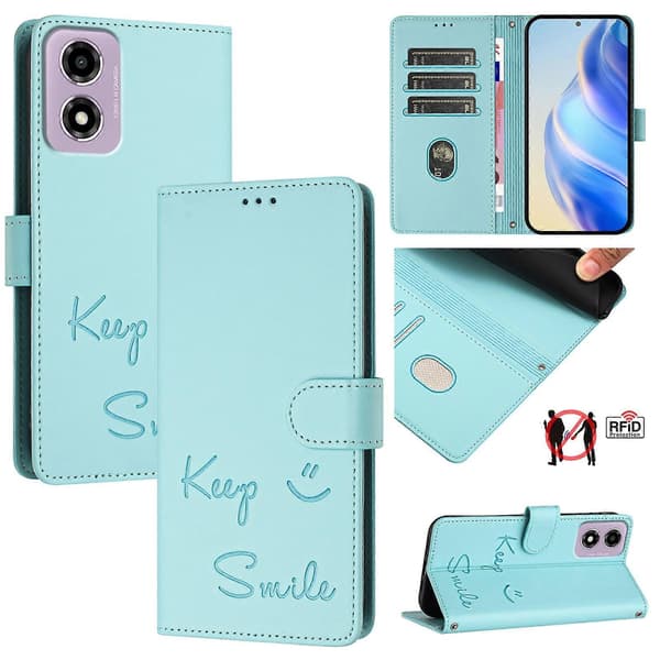 [RM] Läderfodral för Motorola Moto E14 Mint Green