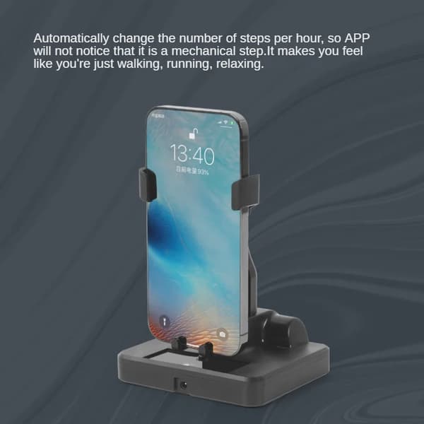 Automatic Swivel Phone Holder with Silent Shaker and Pedometer Black