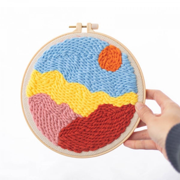 Månstjärna Punch Needle Kit Mjukt Garn DIY Sömnad Broderi Hantverk C