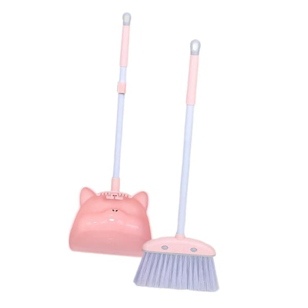 Barnstädning Sopkvast Sopskyffel Set Barn Sopande Husstädning Leksaksset Rosa