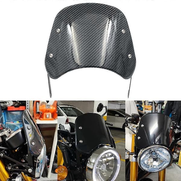[RM] Carbon Fiber Paint Motorcycle Small Windshield Retro Small Windshield Front Windshield Universal For Most Models Carbon Fiber Paint