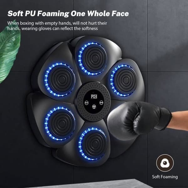 Musikalsk boksemaskin - PRUMYA - Bluetooth - Boksehansker inkludert - 9 moduser - USB-oppladbar