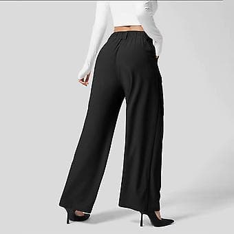 Dame Højtaljede Brede Benbukser Bløde Letvægts Sweatpants til Shopping Dating (S Mørkegrå)