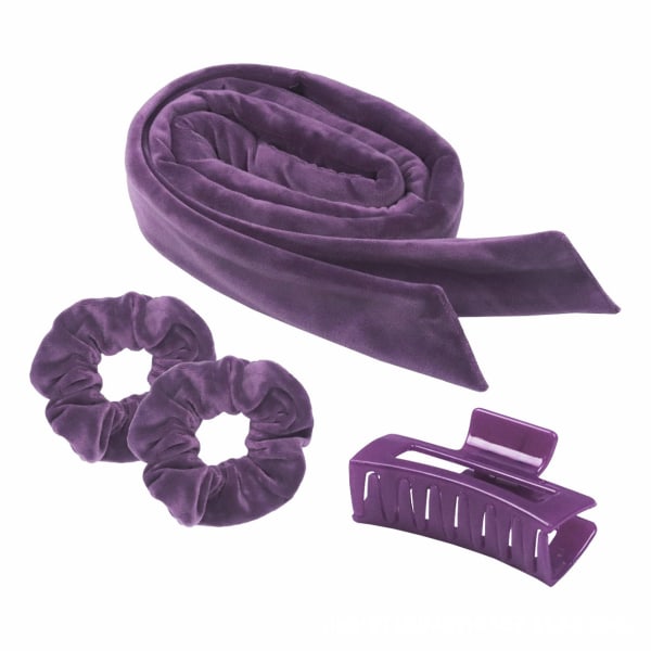 Heatless Curling Rod Pannband No Heat Hårverktyg Purple