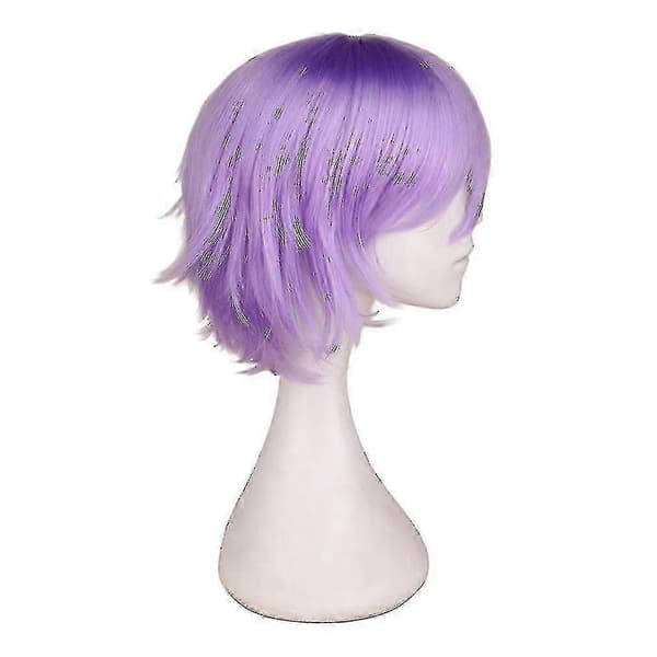 Modern kort rak cosplay-peruk för män light purple