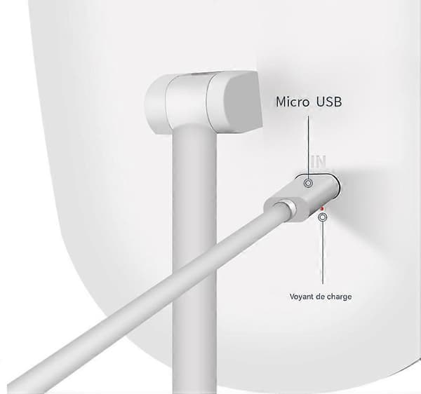 LED-speil, smarte lysinnstillinger og USB-lading, 180° sammenleggbart bordsspeil, hvitt, speiloverflate 16,7*11,7 cm