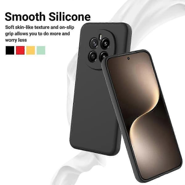 [RM] Stöttåligt mobilskal i flytande silikon med enfärgad design Black For Honor Magic7