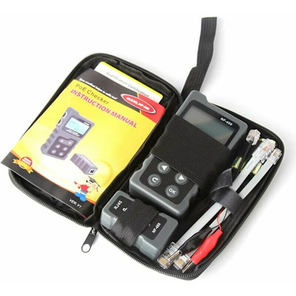 [RM] Kabeltester Netværkskabeltester RJ45 Patch Kabeltester LAN Netværkstester Linjetester Ethernet Netværkskabeltester PoE Checker